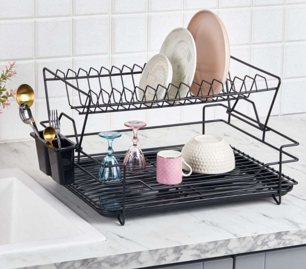 BLACK METAL DISH RACK