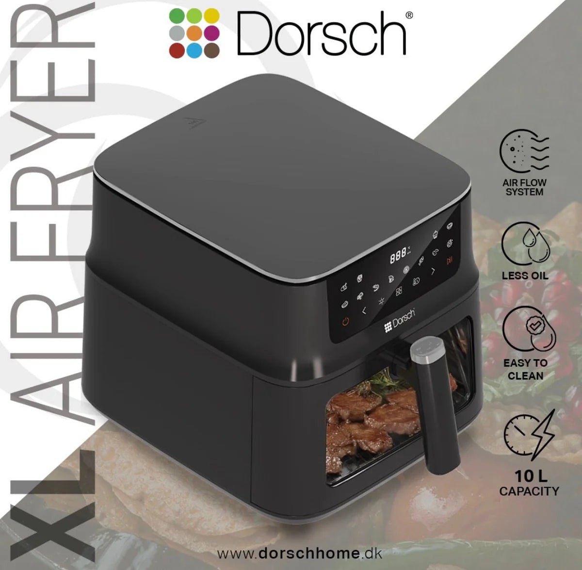 Dorsch Air Fryer Digital XL 10L AF-610 with Glass Vision Window