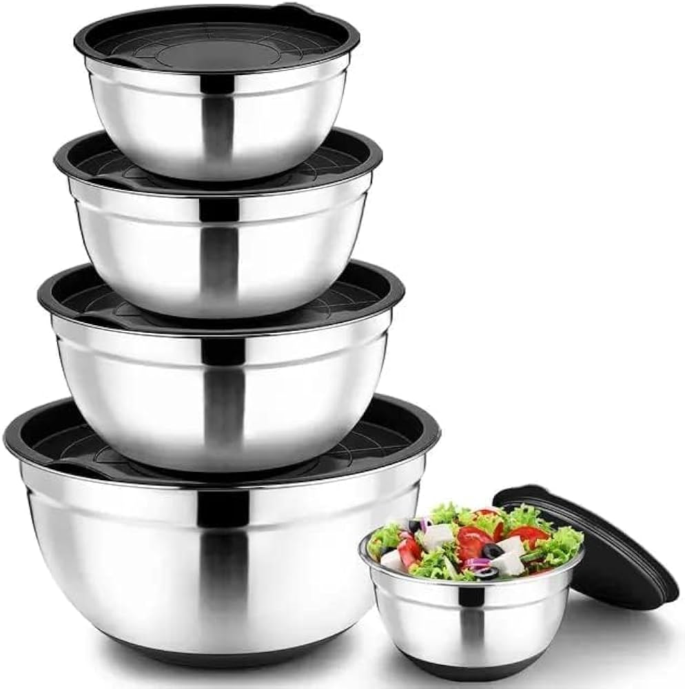 Salad bowl 5 pcs with cover stainless steel