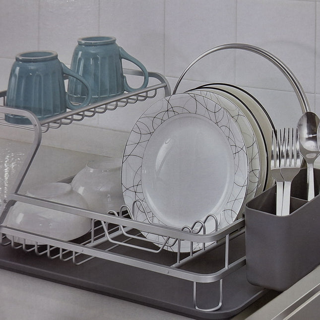 رف أطباق من الألومنيوم مكون من طبقتين