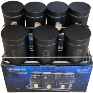 Gebe canister spicy  rack set 7 pcs black matt