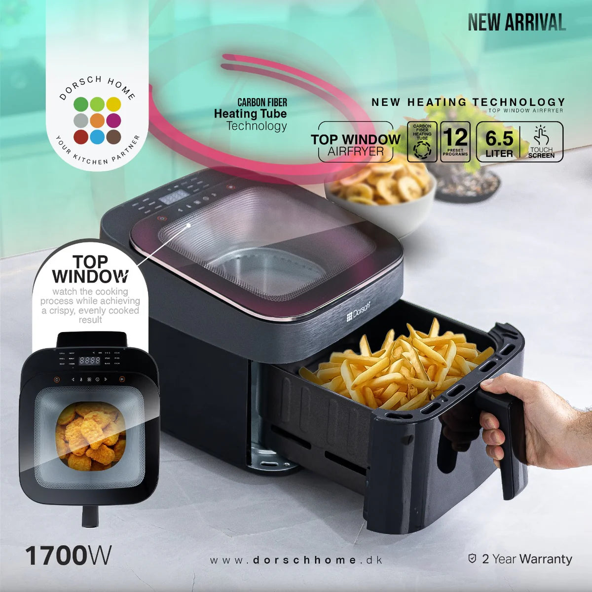 Dorsch Air Fryer Top View 6.5 Litre