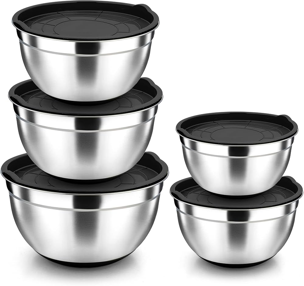 Salad bowl 5 pcs with cover stainless steel