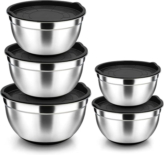 Salad bowl 5 pcs with cover stainless steel