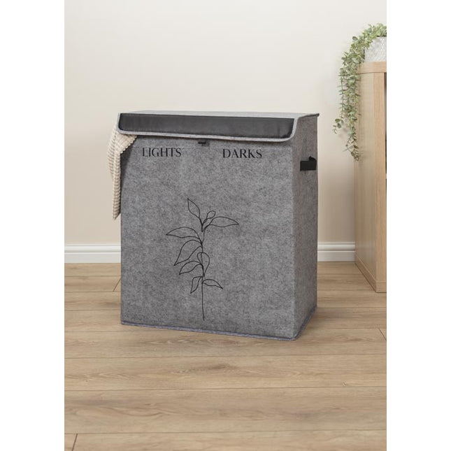 سلة غسيل مزدوجة من ألاز مع غطاء ومقابض