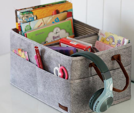 Alaz Felt Style Caddy Bag with Leather Handle Gray
