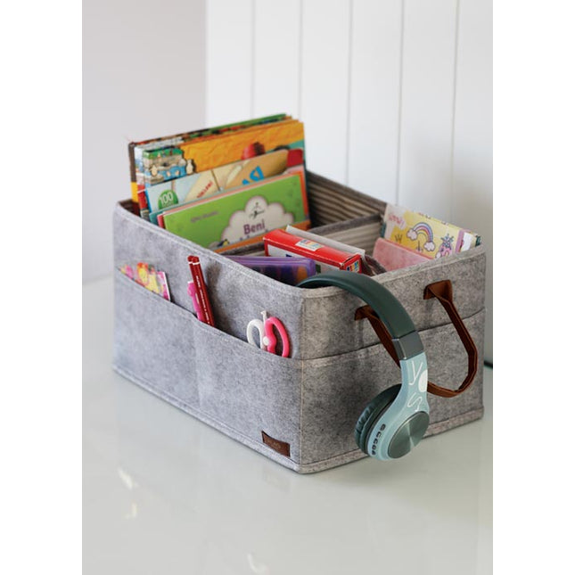 حقيبة حمل من اللباد من Alaz بمقبض جلدي، لون رمادي