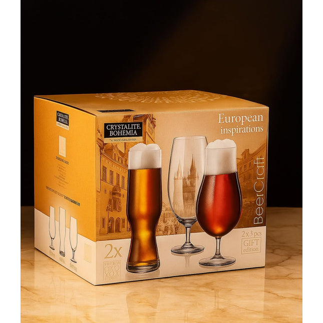 Bohemia Beer Cups Set 6pcs Crystal Glass