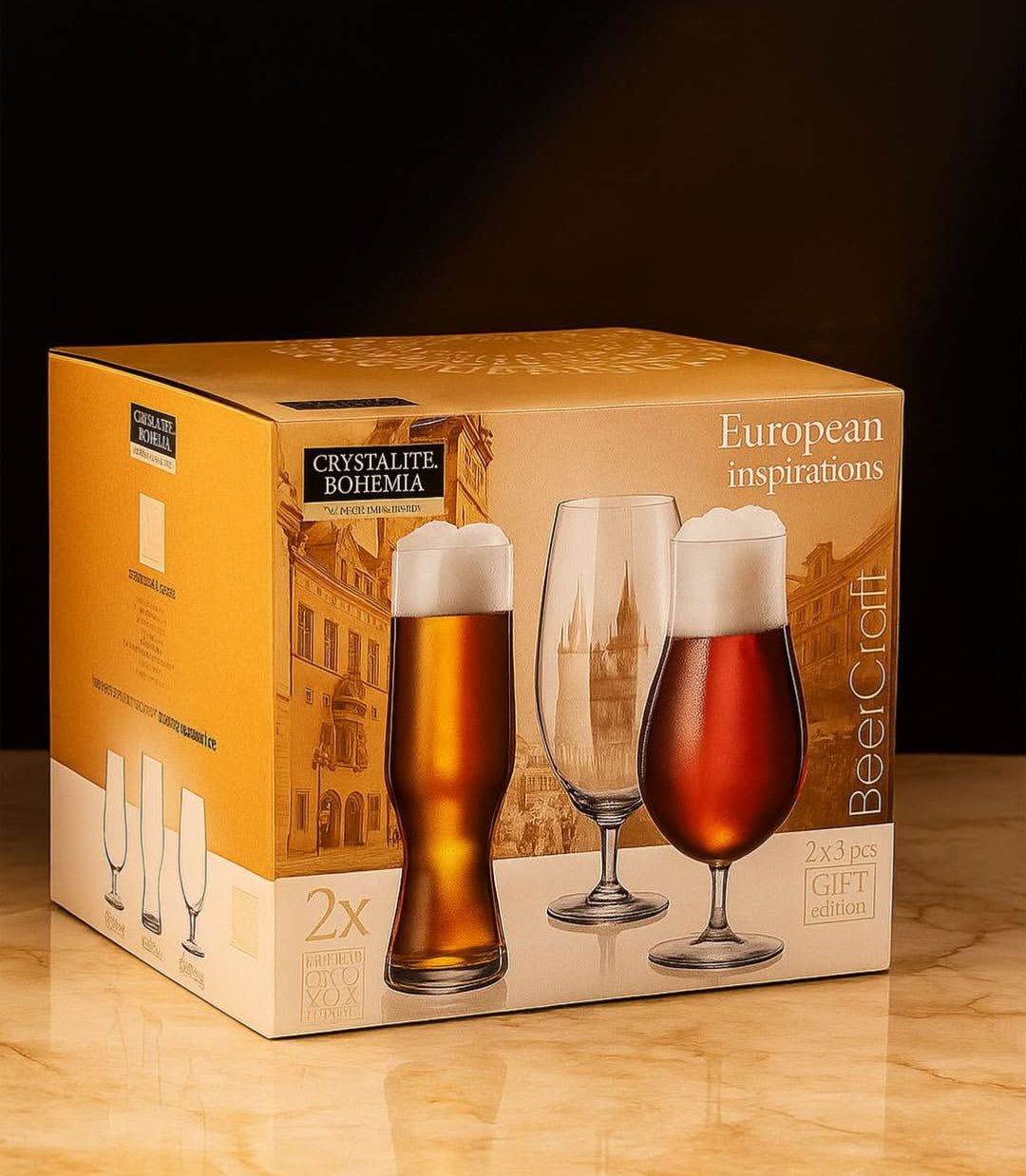 Bohemia Beer Cups Set 6pcs Crystal Glass