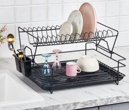 BLACK METAL DISH RACK