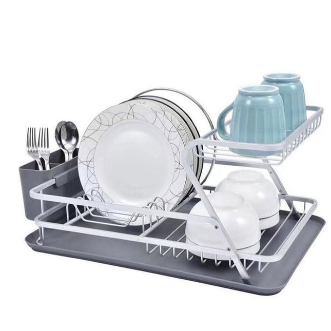 رف أطباق من الألومنيوم مكون من طبقتين