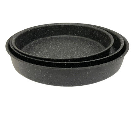 Lava Stone Granite 3PCS Round Pans Black