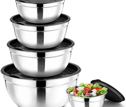Salad bowl 5 pcs with cover stainless steel