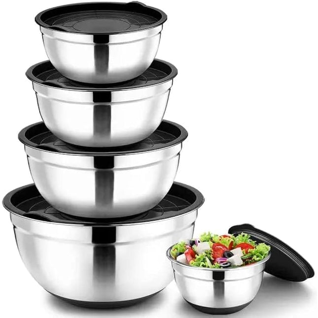 Salad bowl 5 pcs with cover stainless steel