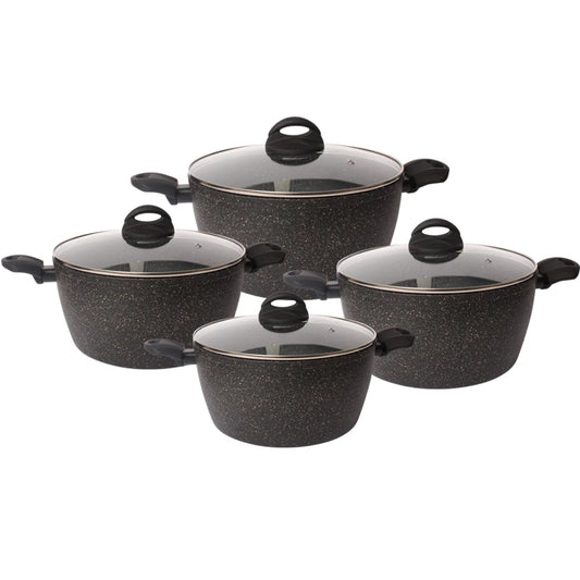 Gebe 4 Pcs Granite set Glass lid